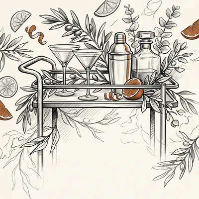 Cocktail Party Ink Illustration preview