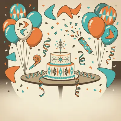 Birthday Party Invitation Mid-Century preview