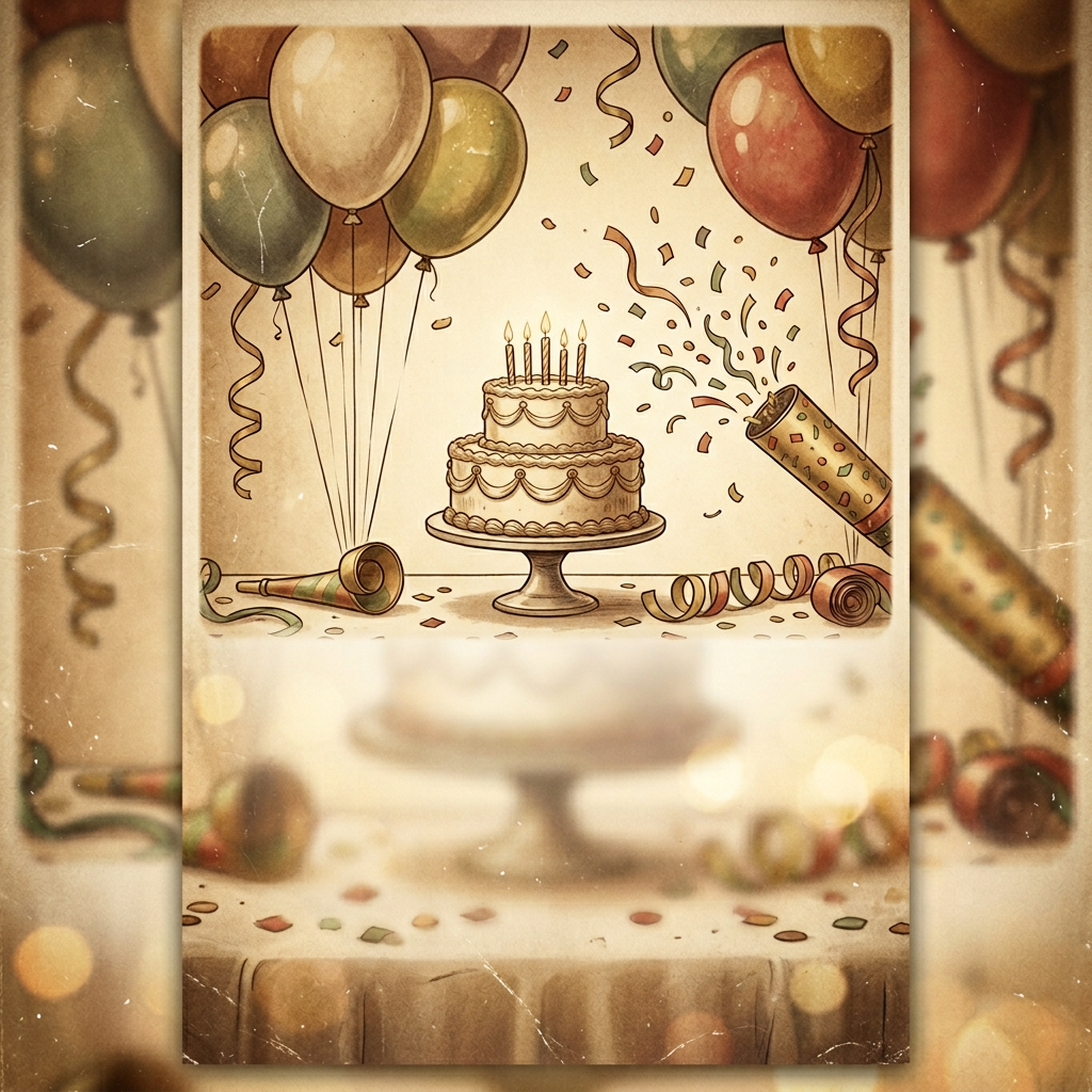 Birthday Party Invitation Sepia Nostalgia preview