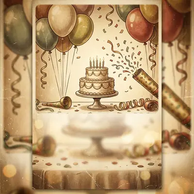 Birthday Party Invitation Sepia Nostalgia preview