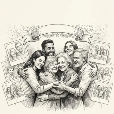 Reunion Gathering Pencil Drawing preview