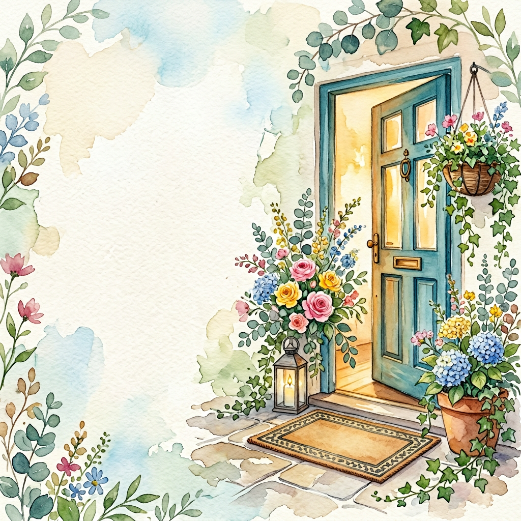 Welcome Greeting Watercolor Garden preview