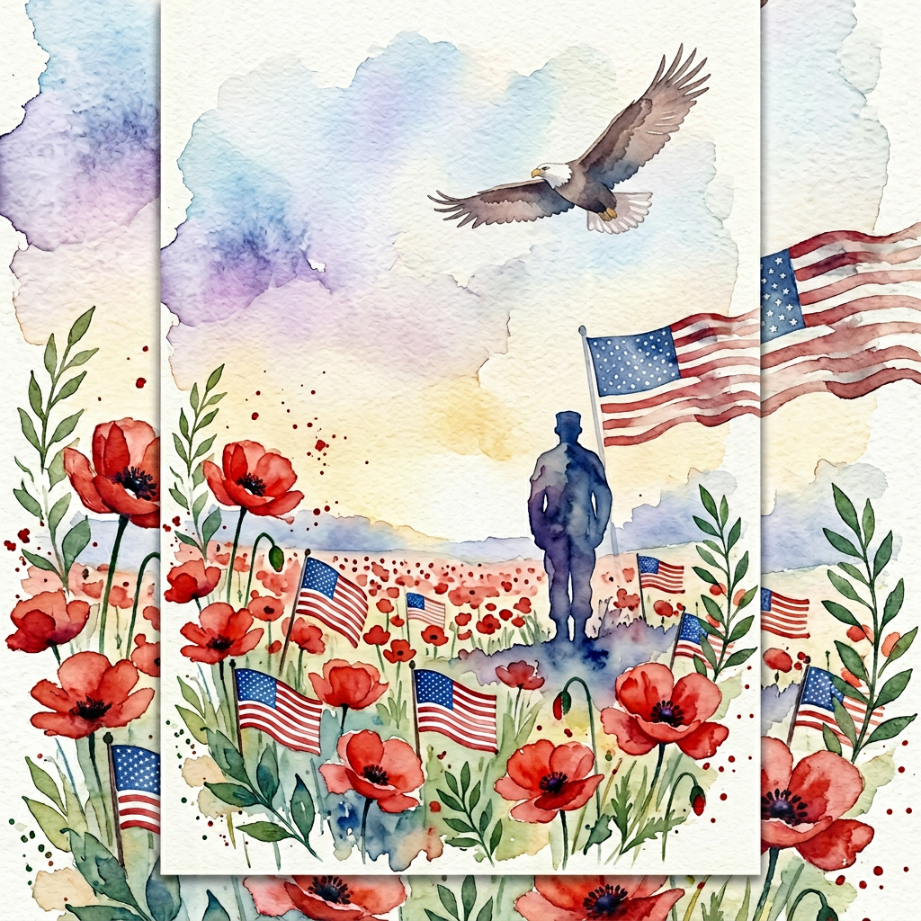 Memorial Day Remembrance Watercolor Garden preview