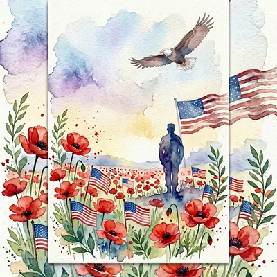 Memorial Day Remembrance Watercolor Garden preview
