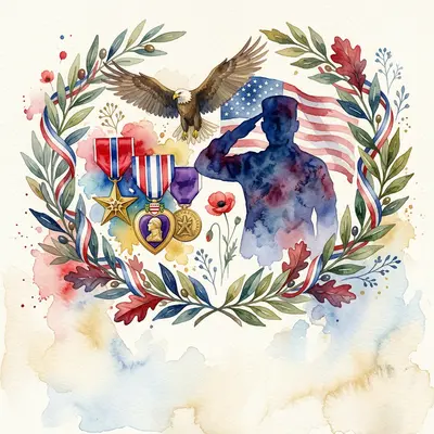 Veterans Day Honor Watercolor Garden preview