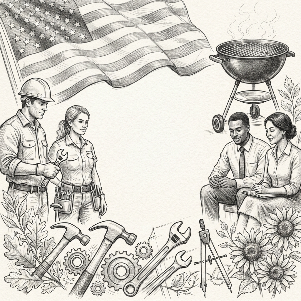 Labor Day Celebration Pencil Drawing preview