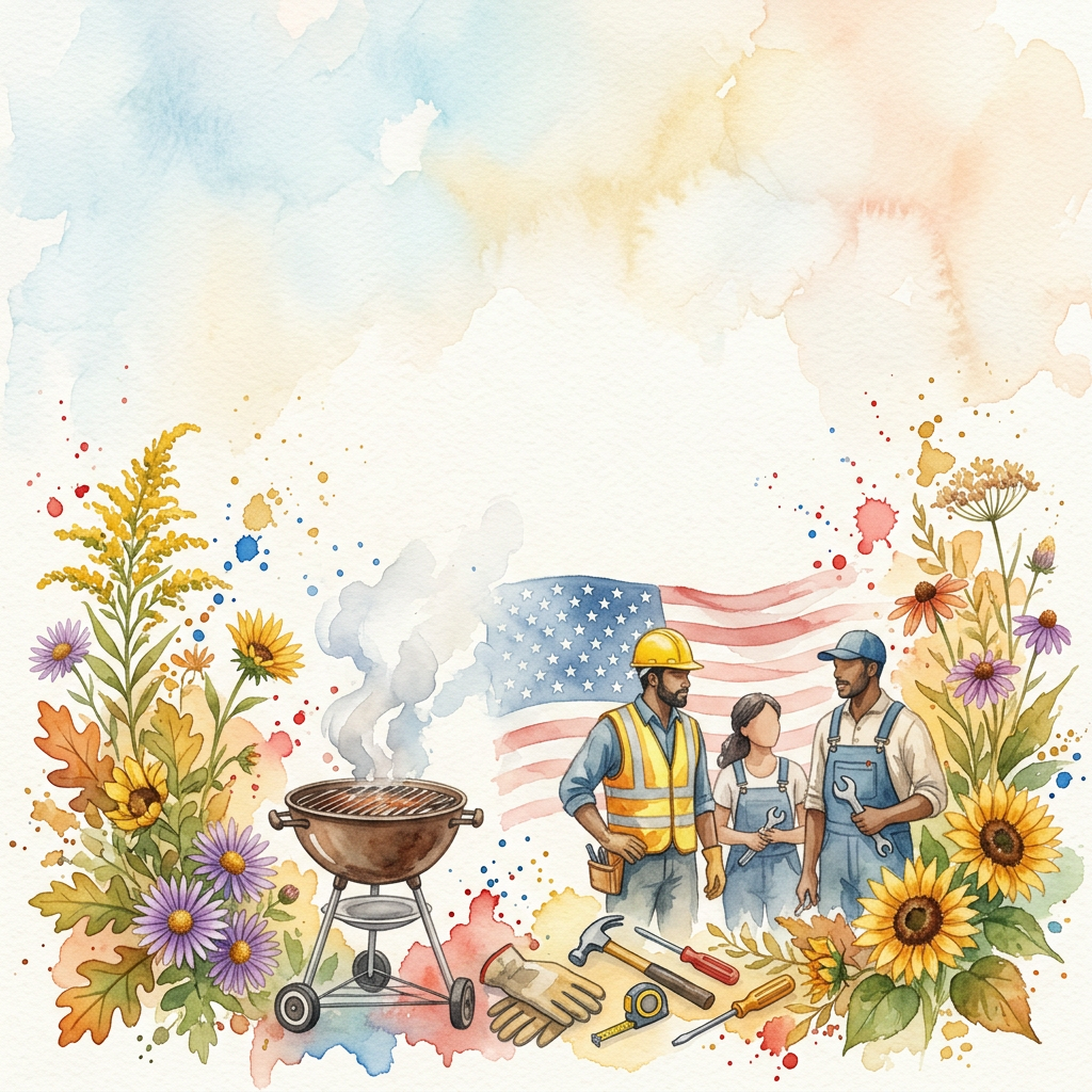 Labor Day Celebration Watercolor Garden preview