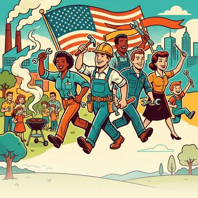 Labor Day Celebration Retro Cartoon preview
