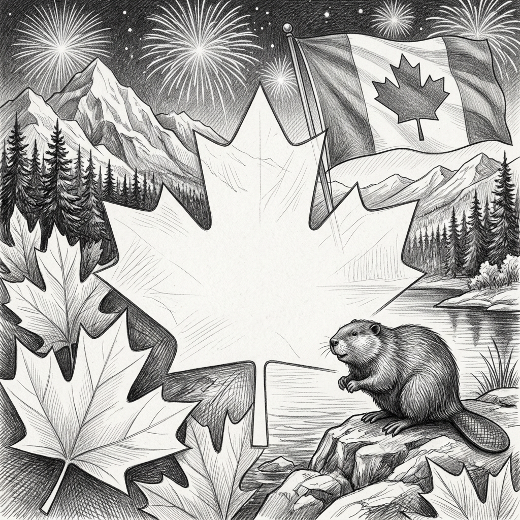 Canada Day Celebration Pencil Drawing preview