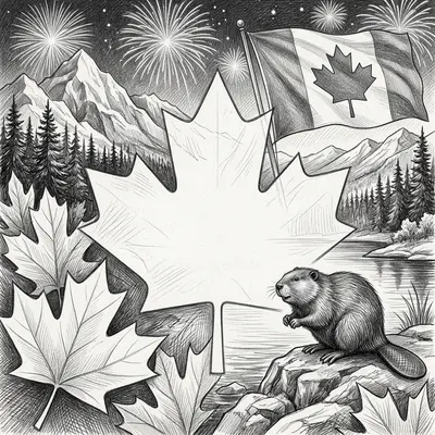 Canada Day Celebration Pencil Drawing preview