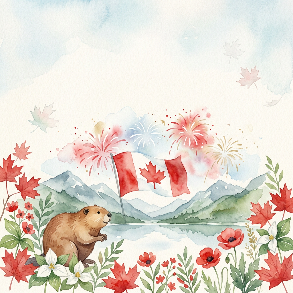 Canada Day Celebration Watercolor Garden preview