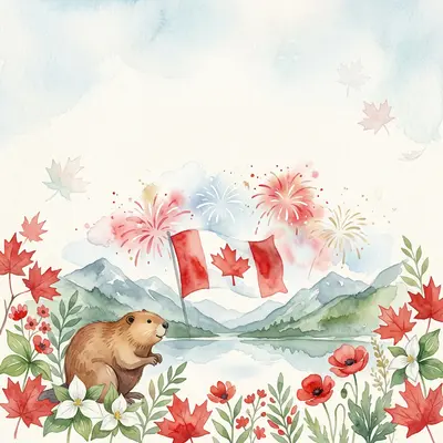 Canada Day Celebration Watercolor Garden preview