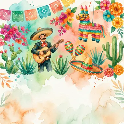 Cinco De Mayo Fiesta Watercolor Garden preview