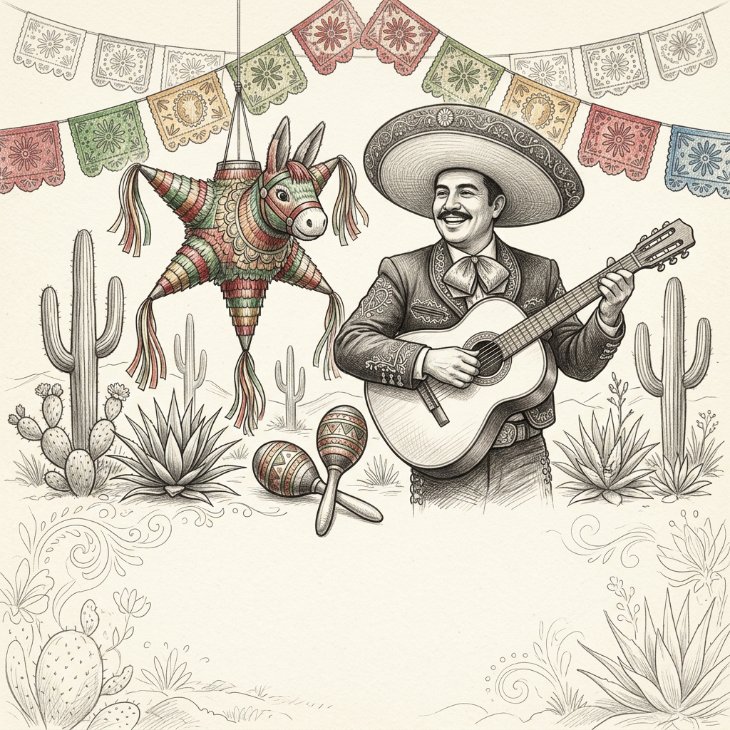 Cinco De Mayo Fiesta Pencil Drawing preview