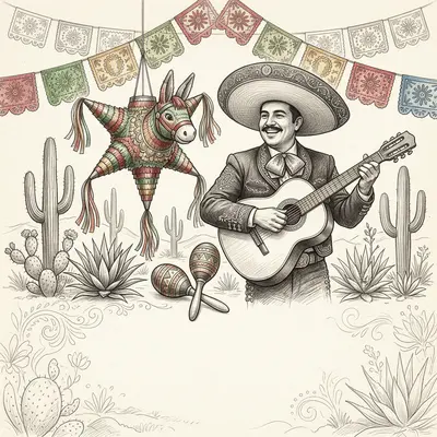 Cinco De Mayo Fiesta Pencil Drawing preview