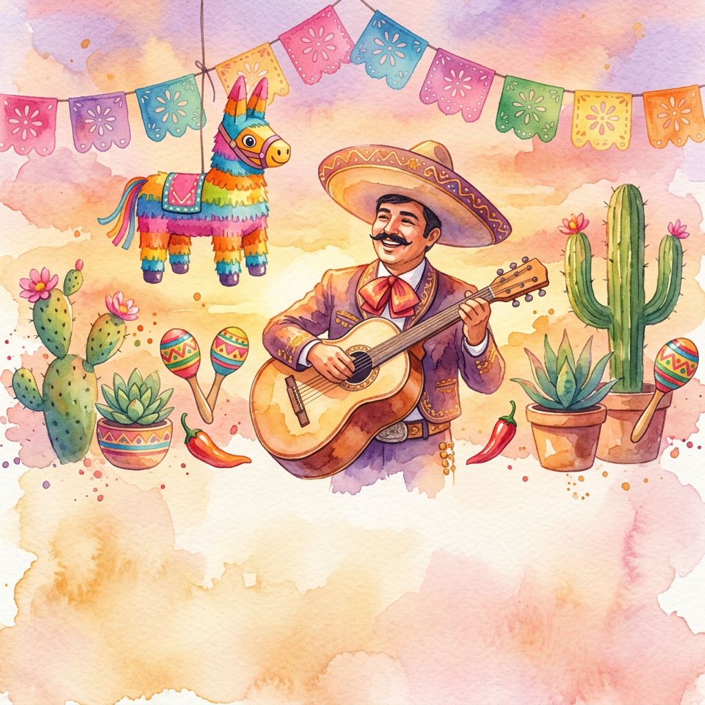 Cinco De Mayo Fiesta Watercolor Sunset preview