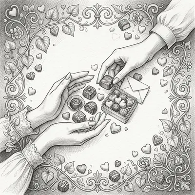 Sweetest Day Romance Pencil Drawing preview