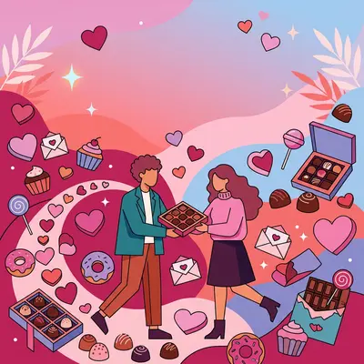 Sweetest Day Romance Flat Design preview