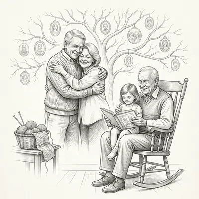 Grandparents Day Love Pencil Drawing preview