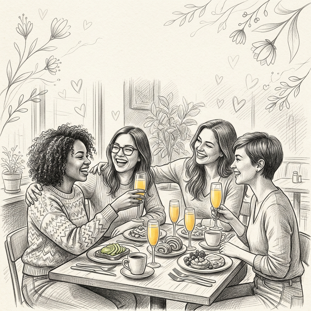 Galentine's Day Friendship Pencil Drawing preview