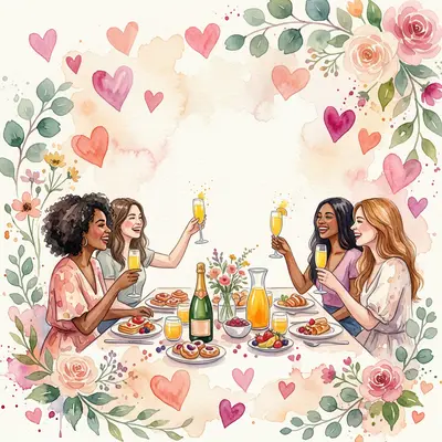 Galentine's Day Friendship Watercolor Garden preview