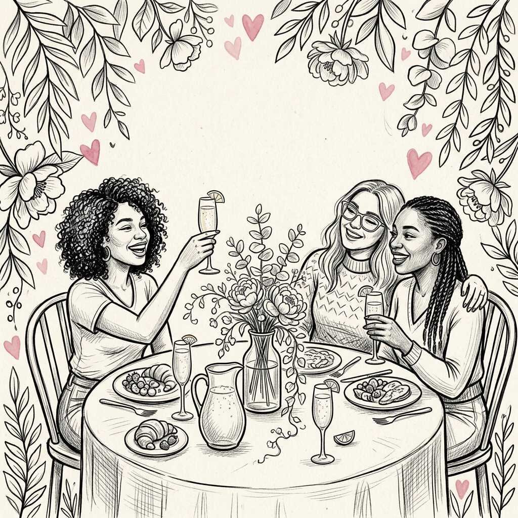 Galentine's Day Friendship Ink Illustration preview