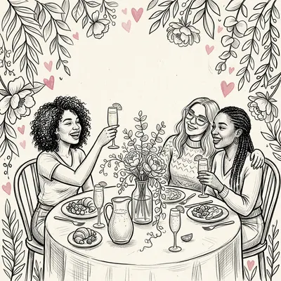 Galentine's Day Friendship Ink Illustration preview
