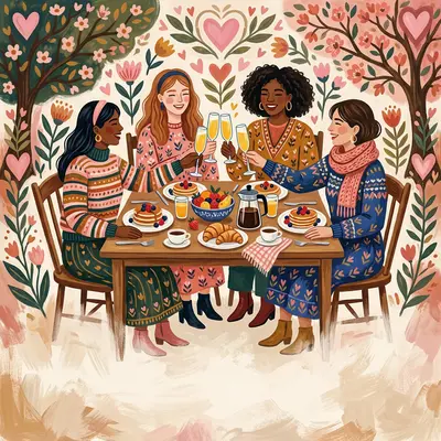 Galentine's Day Friendship Folk Art preview