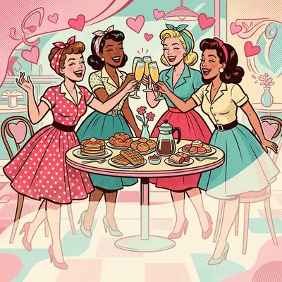 Galentine's Day Friendship Retro Cartoon preview