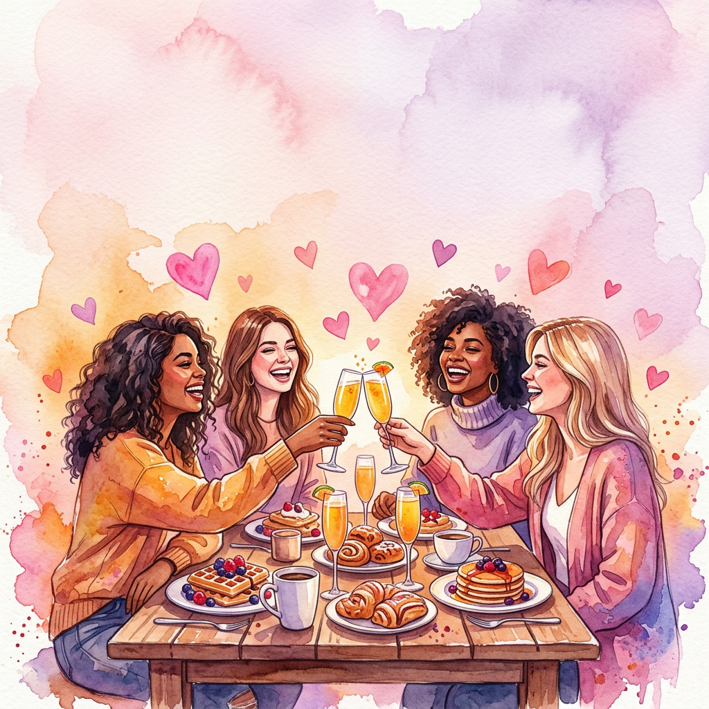 Galentine's Day Friendship Watercolor Sunset preview