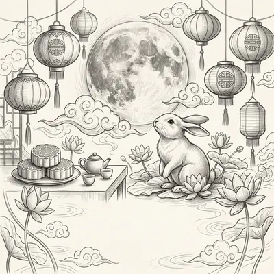 Mid-autumn Festival Pencil Drawing preview