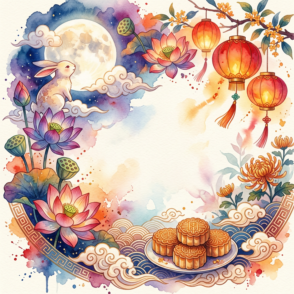 Mid-autumn Festival Watercolor Garden preview