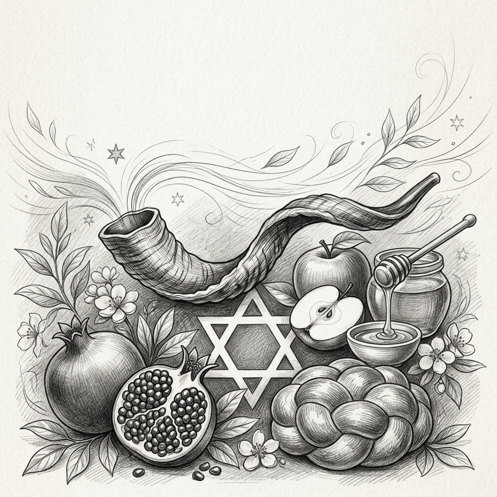 Rosh Hashanah New Year Pencil Drawing preview