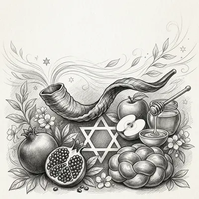 Rosh Hashanah New Year Pencil Drawing preview
