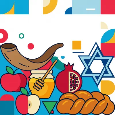 Rosh Hashanah New Year Flat Design preview