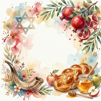 Rosh Hashanah New Year Watercolor Garden preview