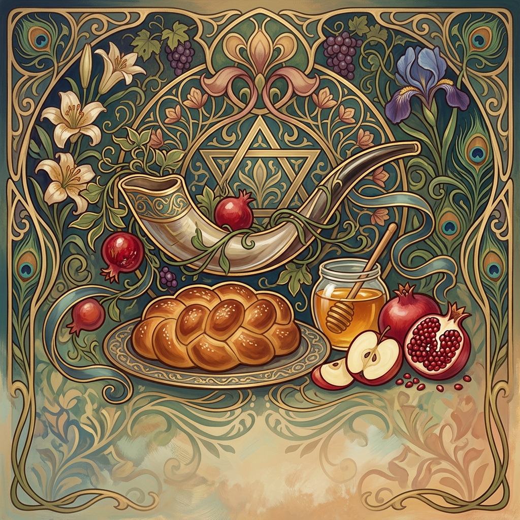 Rosh Hashanah New Year Art Nouveau preview