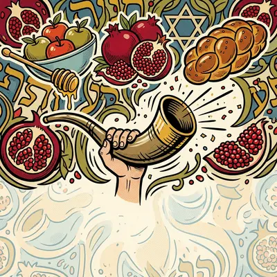 Rosh Hashanah New Year Retro Cartoon preview