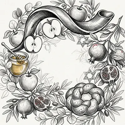 Rosh Hashanah New Year Ink Illustration preview