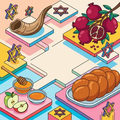 Rosh Hashanah New Year Isometric preview