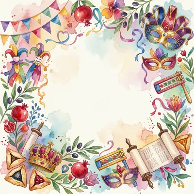 Purim Celebration Watercolor Garden preview