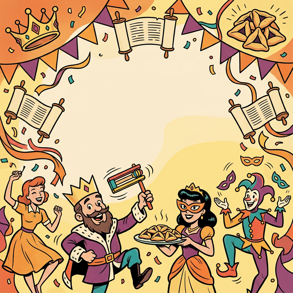 Purim Celebration Retro Cartoon preview