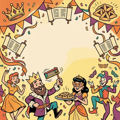 Purim Celebration Retro Cartoon preview