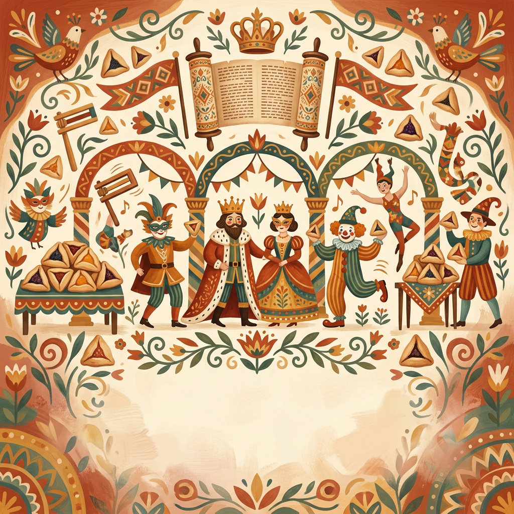 Purim Celebration Folk Art preview