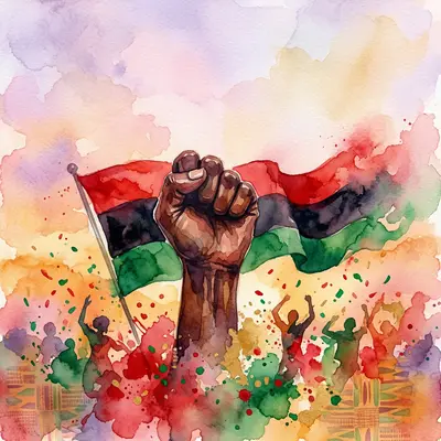 Juneteenth Freedom Watercolor Sunset preview