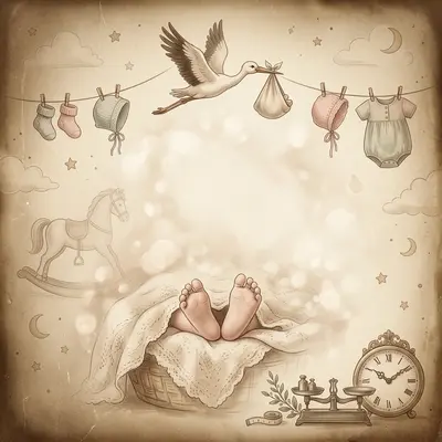 Birth Announcement Sepia Nostalgia preview