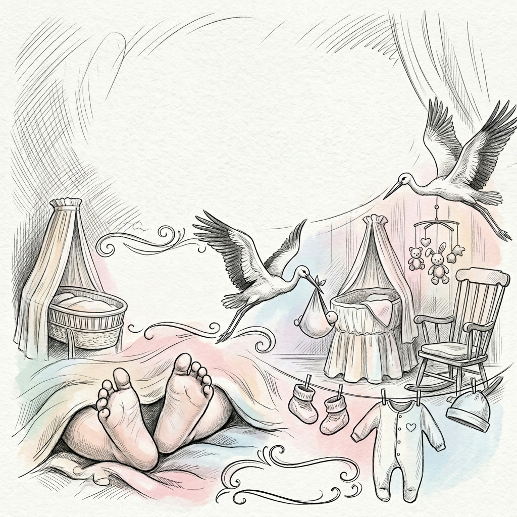 Birth Announcement Pencil Drawing preview