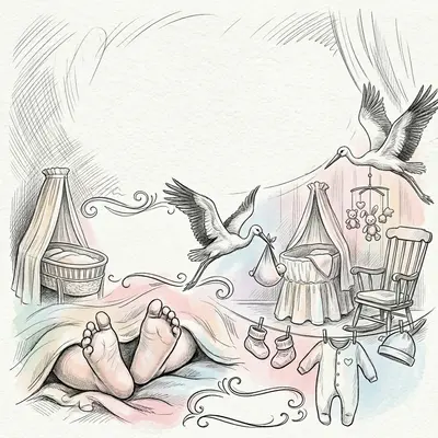 Birth Announcement Pencil Drawing preview