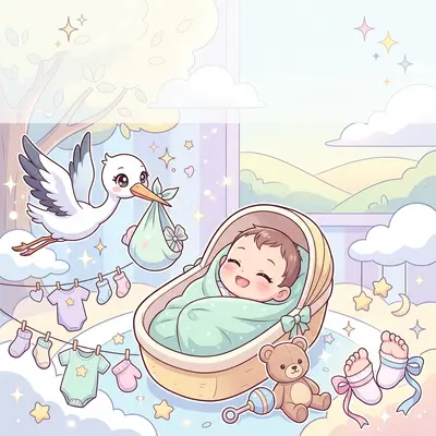 Birth Announcement Chibi preview
