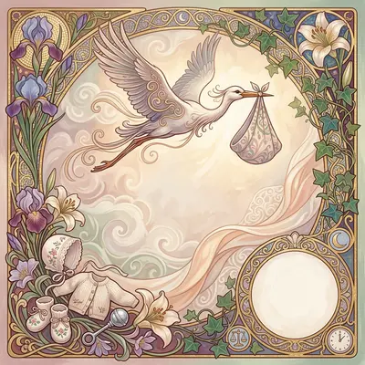 Birth Announcement Art Nouveau preview